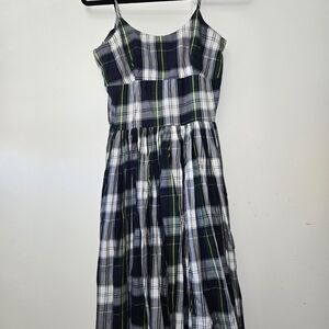 Bernie Dexter Navy and Green Plaid Dress